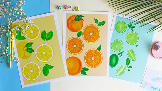 Citrus Fruit Print Set • Wall Art Prints