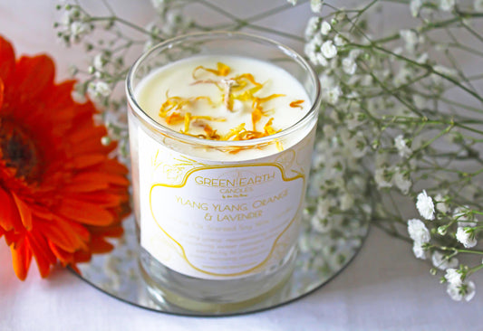 Ylang Ylang, Orange & Lavender Essential Oil Scented Soy Wax Candle 165g