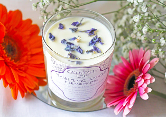 Ylang Ylang, Patchouli & Frankincense Essential Oil Scented Soy Wax Candle 165g