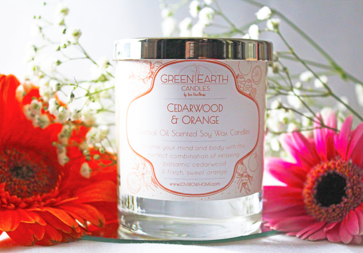Cedarwood & Orange Essential Oil Scented Soy Wax Candle 165g