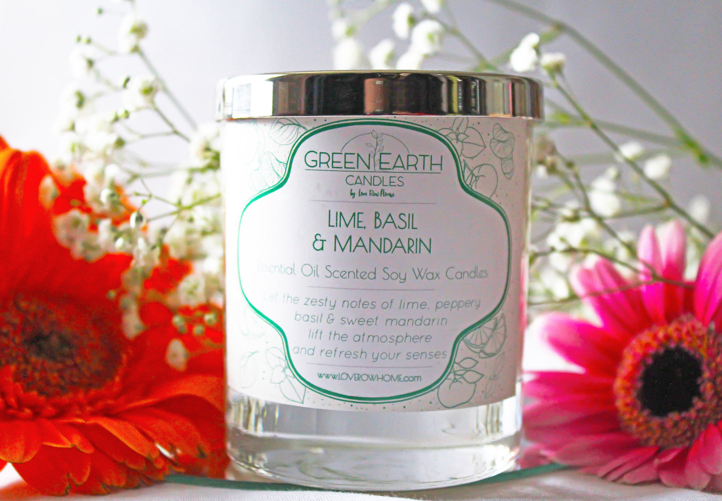 Lime, Basil & Mandarin Essential Oil Scented Soy Wax Candle 165g
