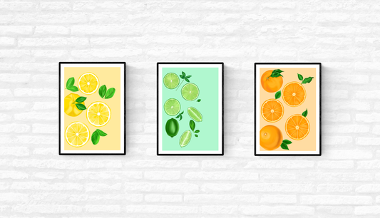 Citrus Fruit Print Set • Wall Art Prints
