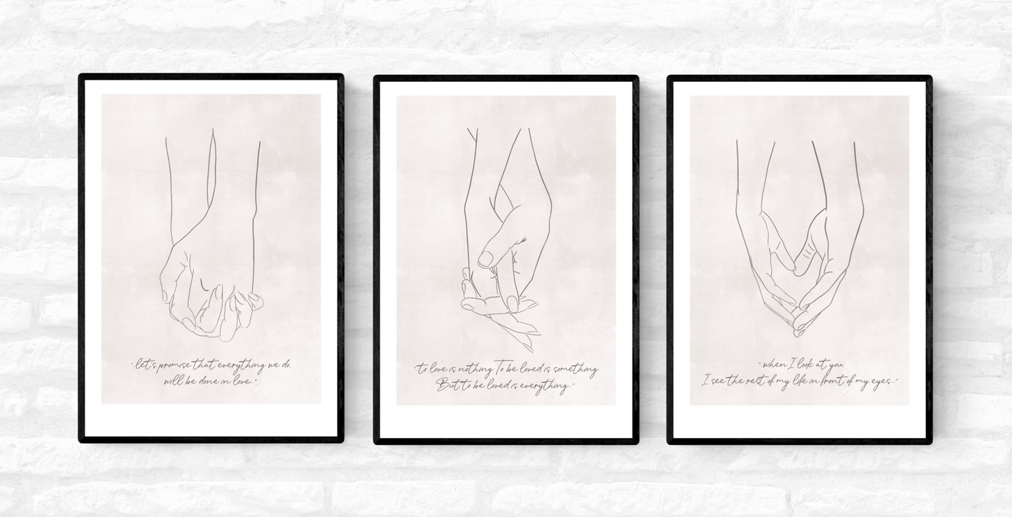 Lovers' Hands Print Set • Wall Art Print