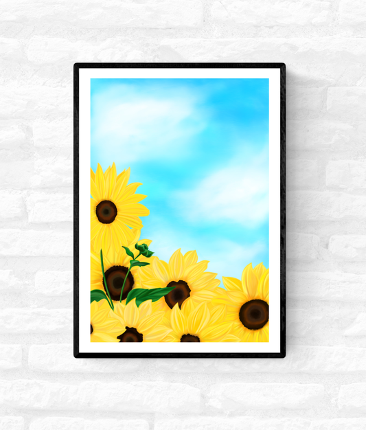 Blue Skies & Sunflowers • Wall Art Print
